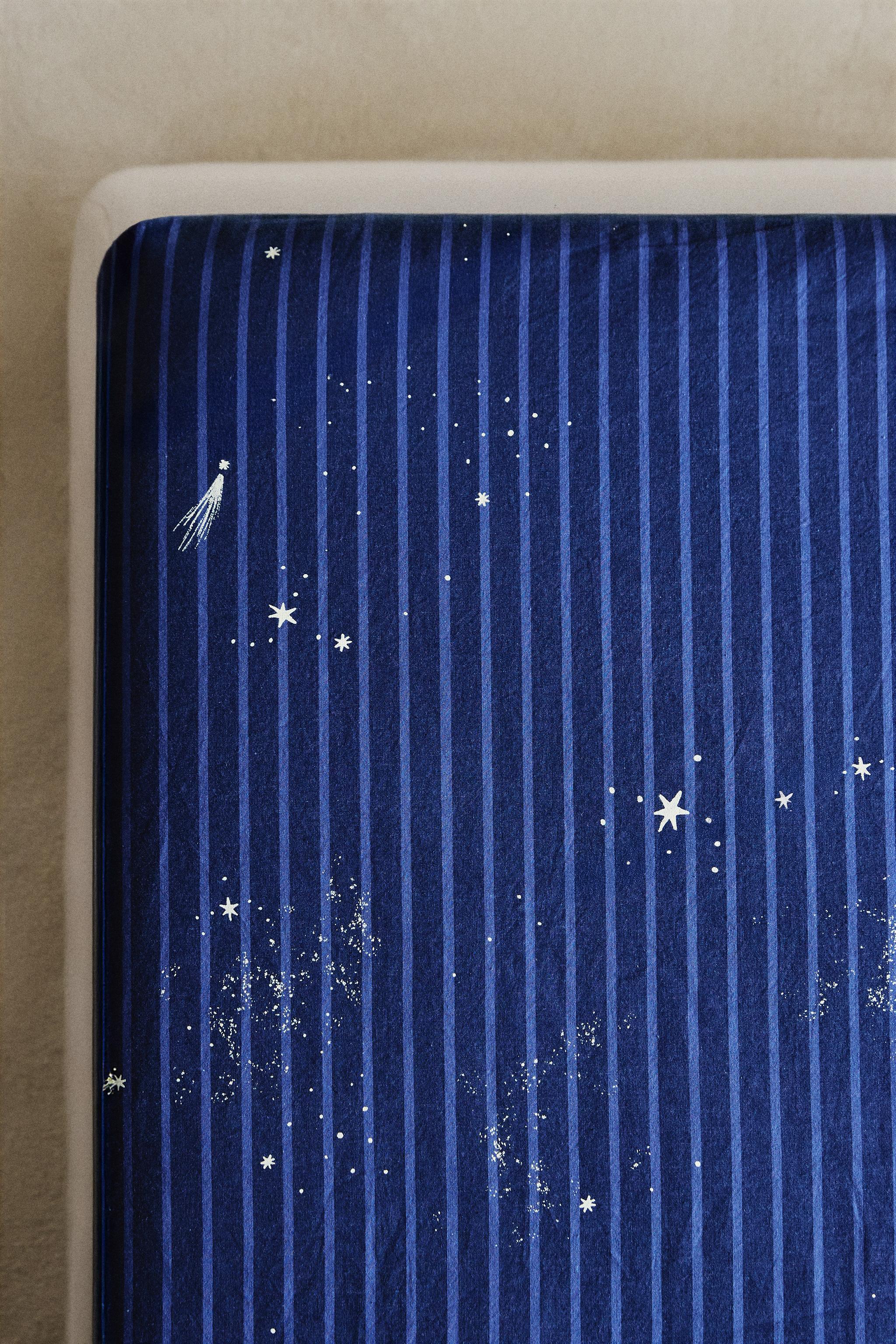 DRAP-HOUSSE ENFANT ESPACE RAYURES